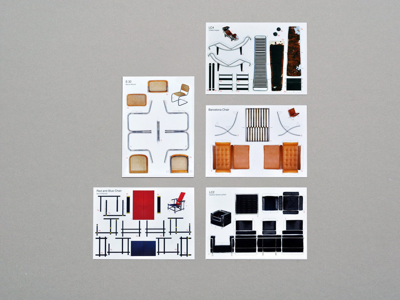 postcard set 3 / classical furniture by le corbusier etc.