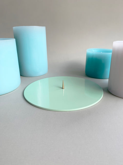  candle plate mint green