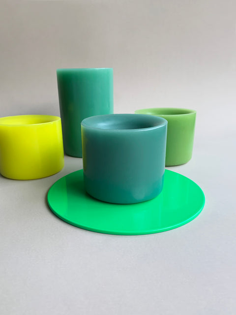  candle plate neon green