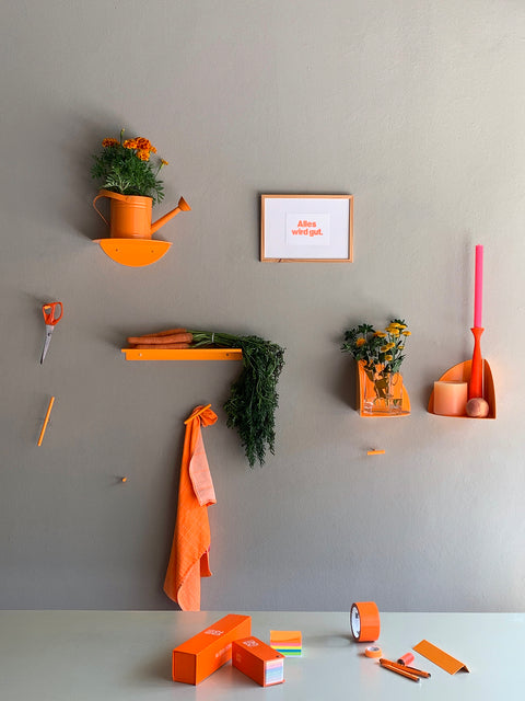  corner shelf / bookend neon orange