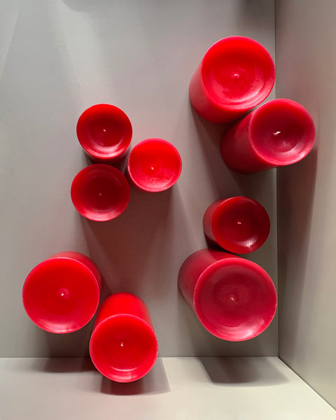  pillar candle set pure red