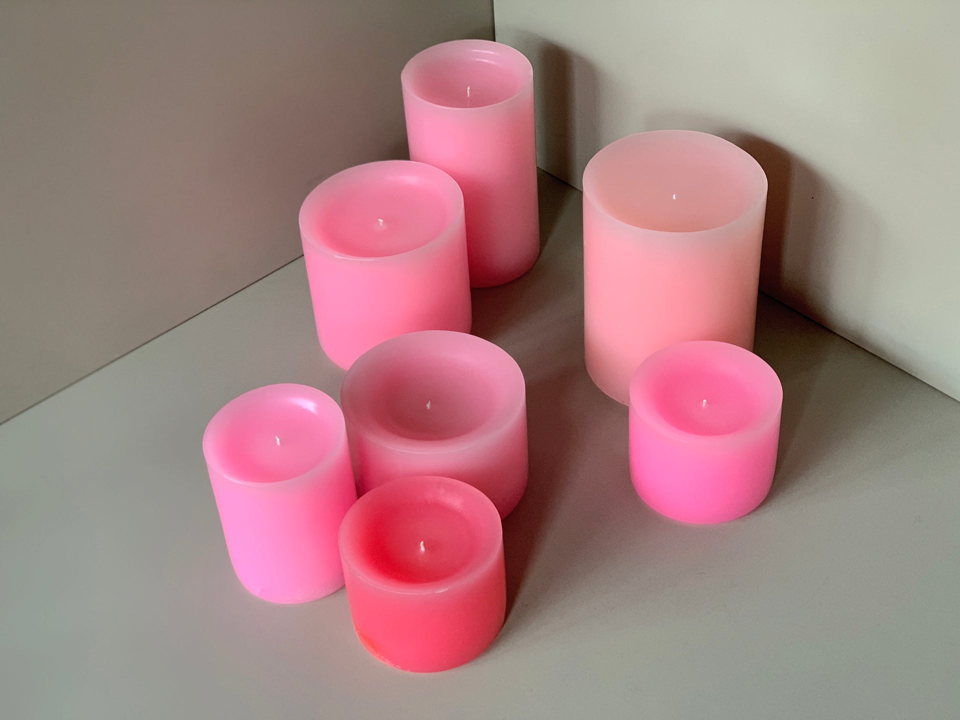 pillar candle set rose and violet kolor.de