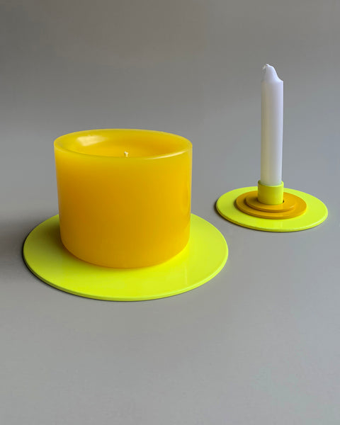 candle plate neon yellow