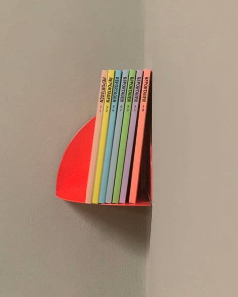  corner shelf / bookend neon red