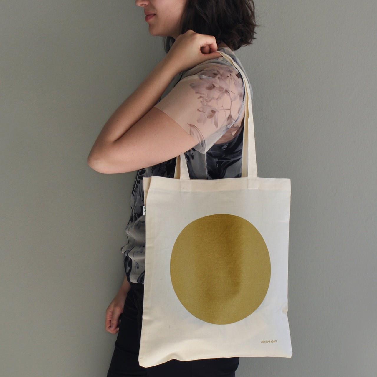 Jute bag / tote bag dot gold